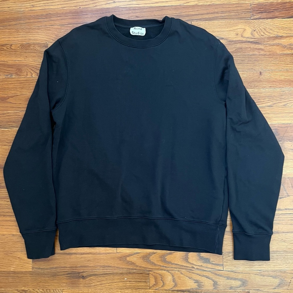 Acne Studios Casey  black Crewneck Long Sleeve Pullover Sweatshirt Size large